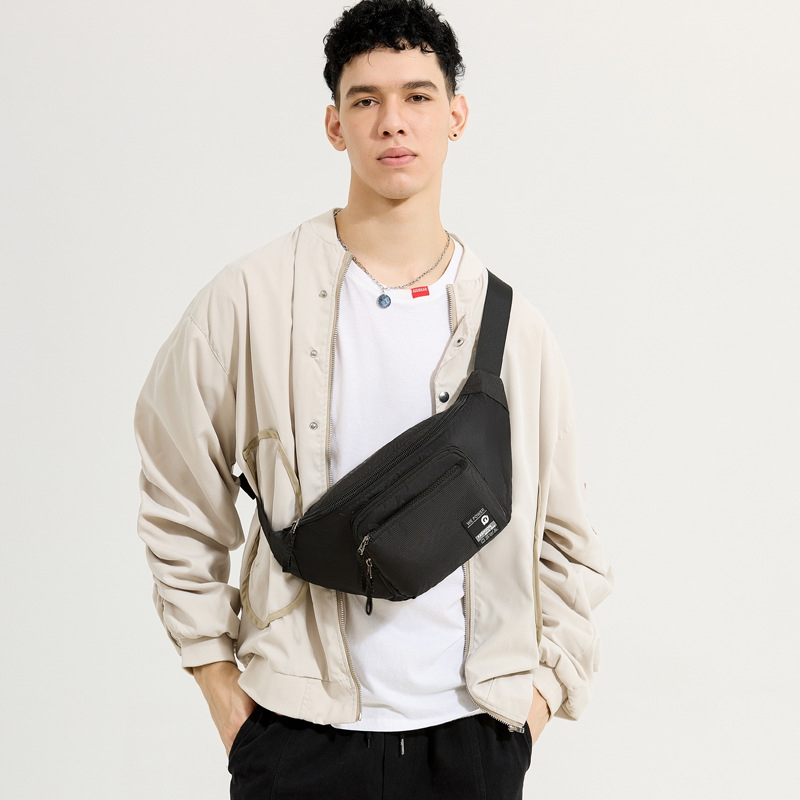 WEPOWER's new casual and simple single-shoulder crossbody bag, outdoor sports waist bag, men's business and trendy chest bag details Picture