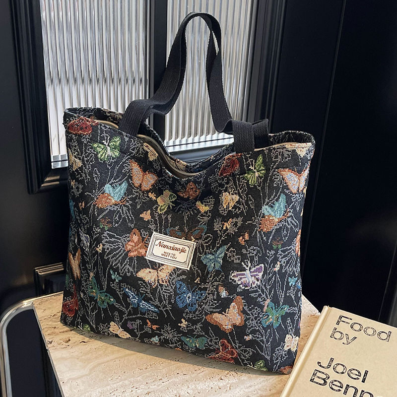 High school students' class canvas bag 2025 new commuter tote bag for girls, ins fashion, single-shoulder mommy bag for going out details Picture