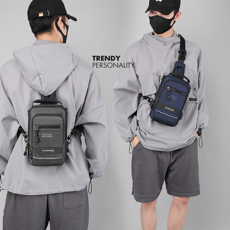 New men's chest bag, outdoor functional crossbody bag, European and American trend single-shoulder bag, multi-functional small backpack, cross-border exclusive supply details Picture
