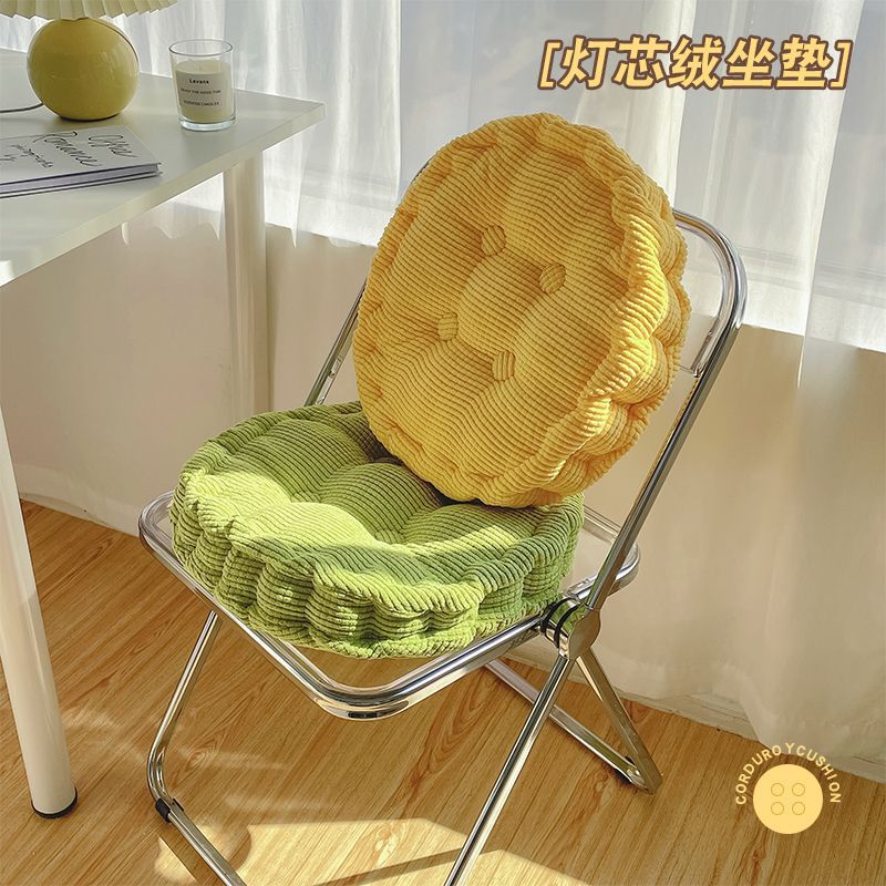 Ins-style solid-color corduroy office sitting wonder, student sofa cushion, backrest, thickened fart cushion, seat rest details Picture