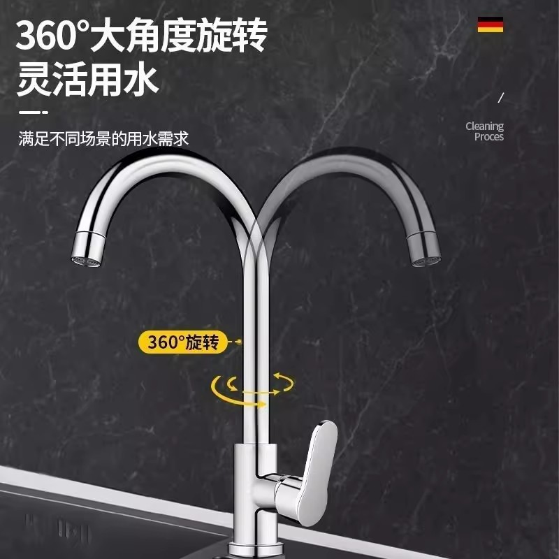 Stainless steel kitchen faucet for cold and hot water, household splash-proof two-in-one sink for washing dishes Application Scenario