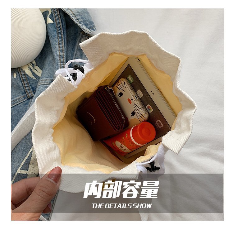 Korean campus fresh and cute cartoon rabbit bucket bag, color-blocking small bag, versatile casual single-shoulder crossbody bag undefined