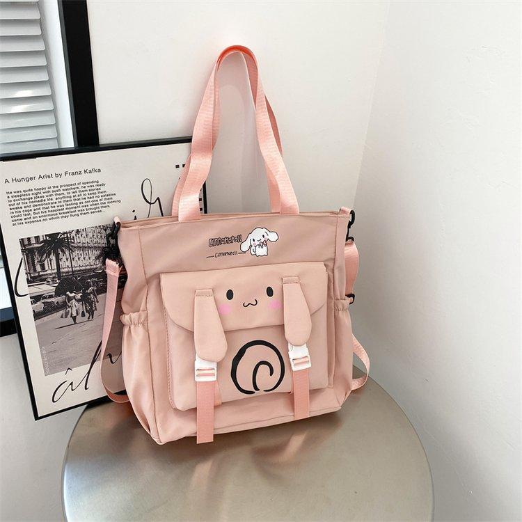 Foreign trade women's bag, large capacity bucket bag, 2024 new style nylon fabric cute cartoon dog shoulder bag, crossbody bag undefined