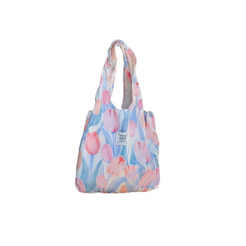 35204 Summer Korean version Instagram retro oil painting flower canvas bag Fairy single-shoulder hand-carry large capacity vest bag Item Picture