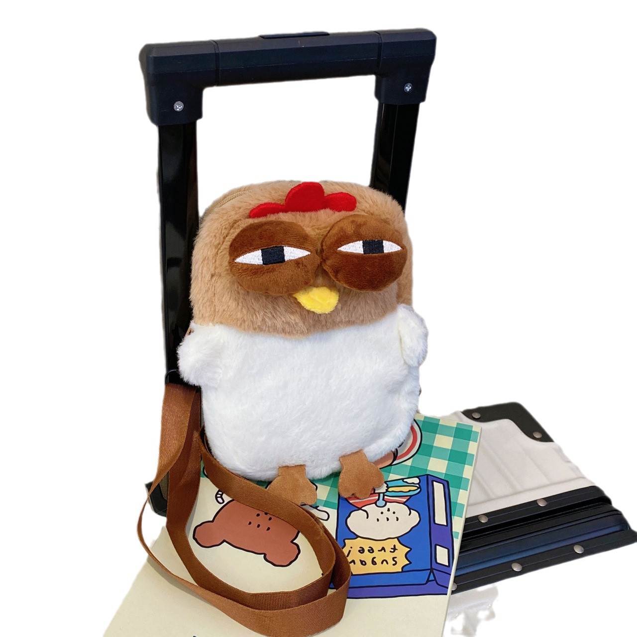 Wholesale of cute Gugu Chicken crossbody bags with the same style as Xiaohongshu, Japanese-style women's backpacks on Instagram, and laid-back plush cartoon bags Item Picture