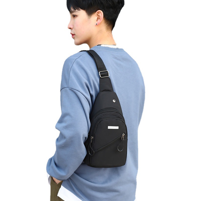 Casual men's chest bag, fashionable single-shoulder sports crossbody bag, multi-functional trendy bag, crossbody backpack, waterproof small bag, men's bag Item Picture