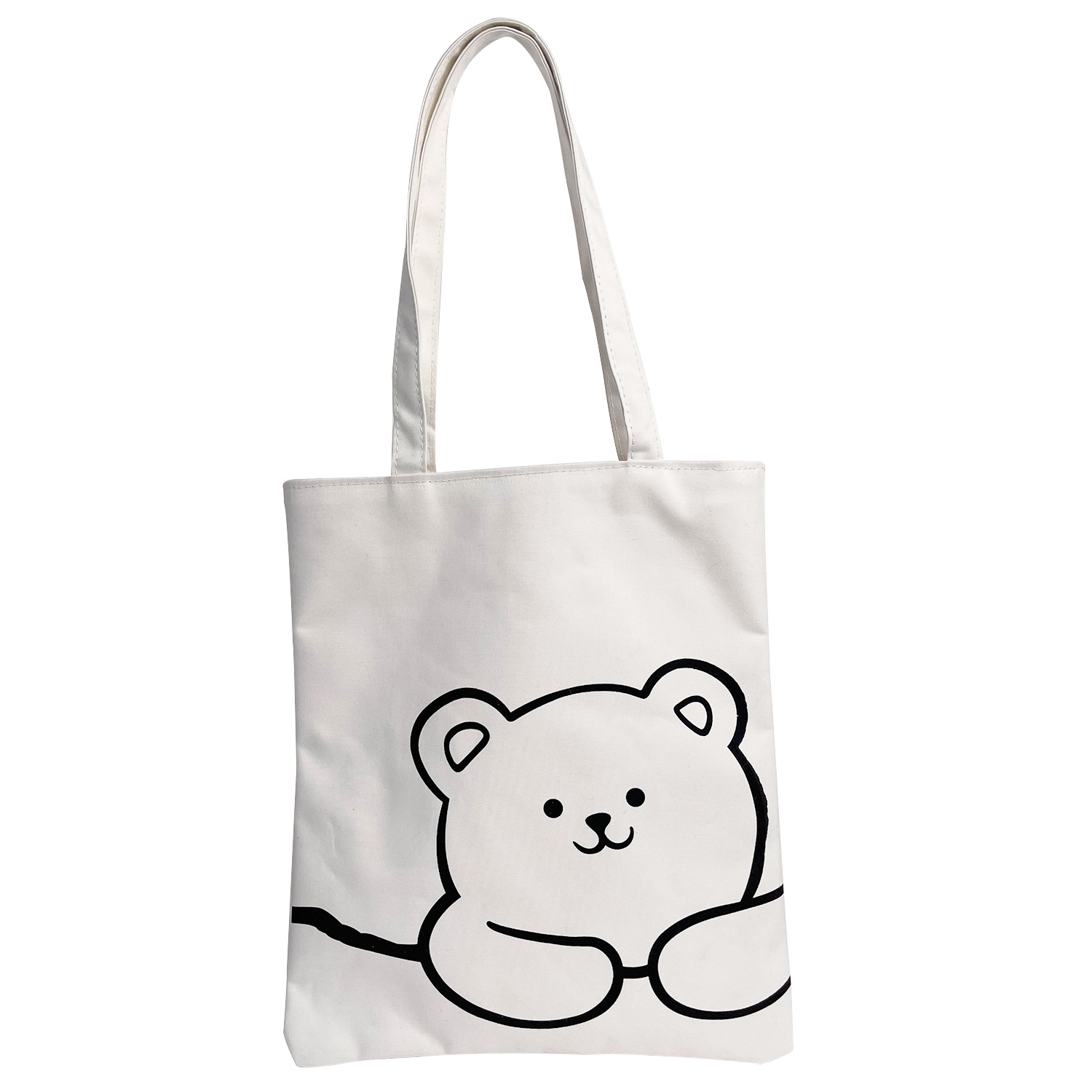 Fashionable and simple Japanese-style backpack, summer new Korean-style large-capacity canvas tote bag, cartoon artistic single-shoulder bag for women Item Picture