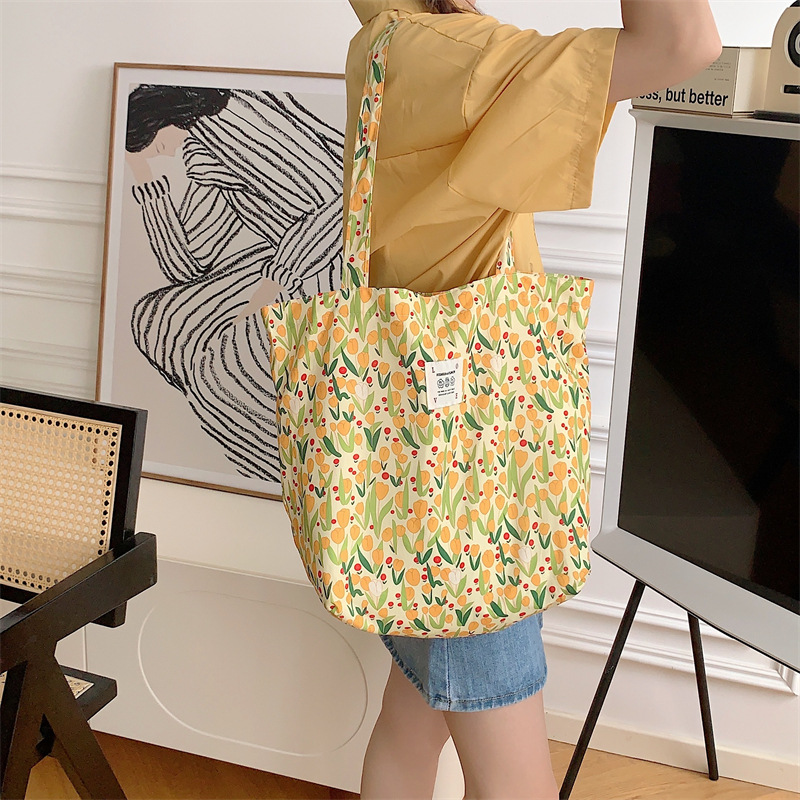 26101 Gentle Tulip cotton bag, single-shoulder canvas bag, Nushu bag, daily matching backpack, shopping bag for shopping details Picture
