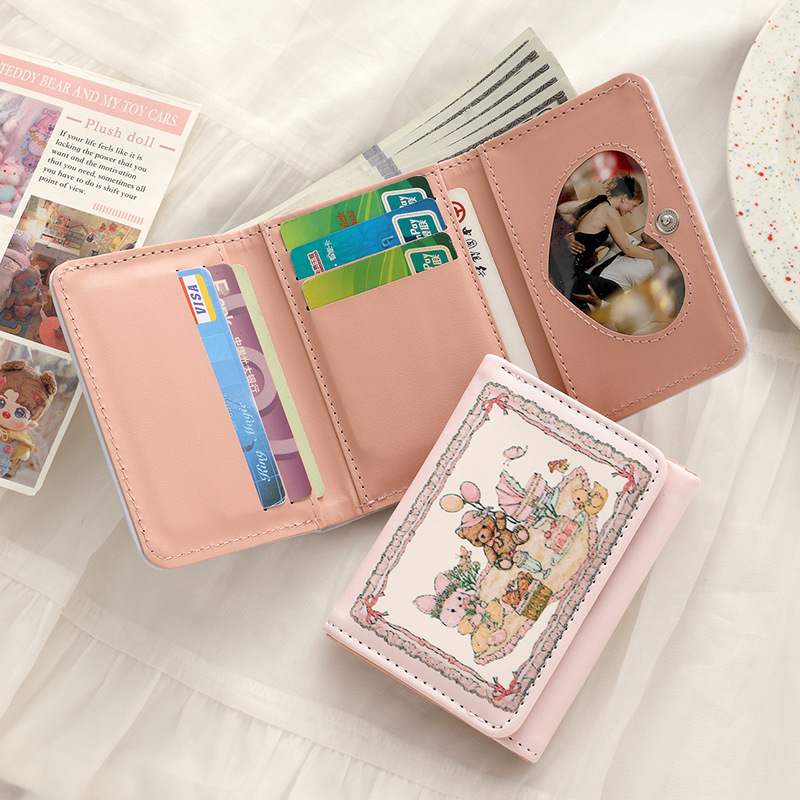 Cartoon 30% off wallet, Korean version cute lady card bag, fashionable embroidered thread short multi-slot coin purse Specification drawing