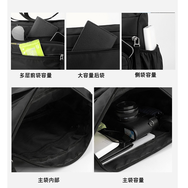 New men's large-capacity, simple and trendy single-shoulder travel bag, high-quality Oxford fabric waterproof and wear-resistant crossbody bag details Picture