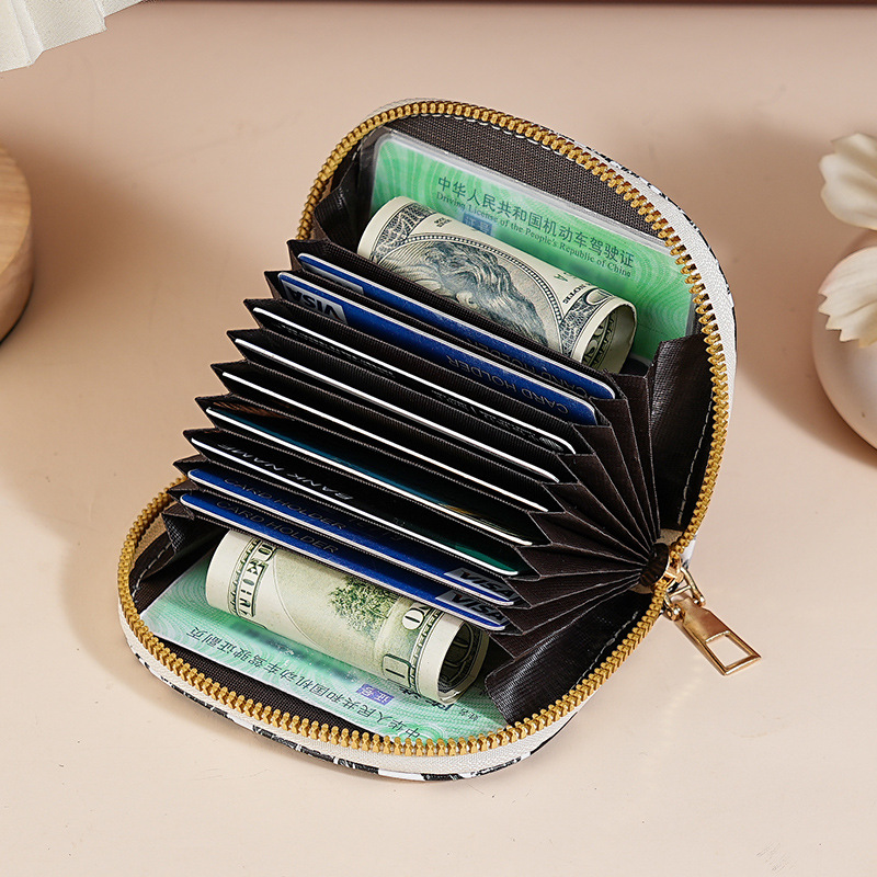 The new zipper card case for women's organ from Ailun is exquisite and high-end. It features a multi-slot business card holder and a short, compact Korean-style coin purse details Picture