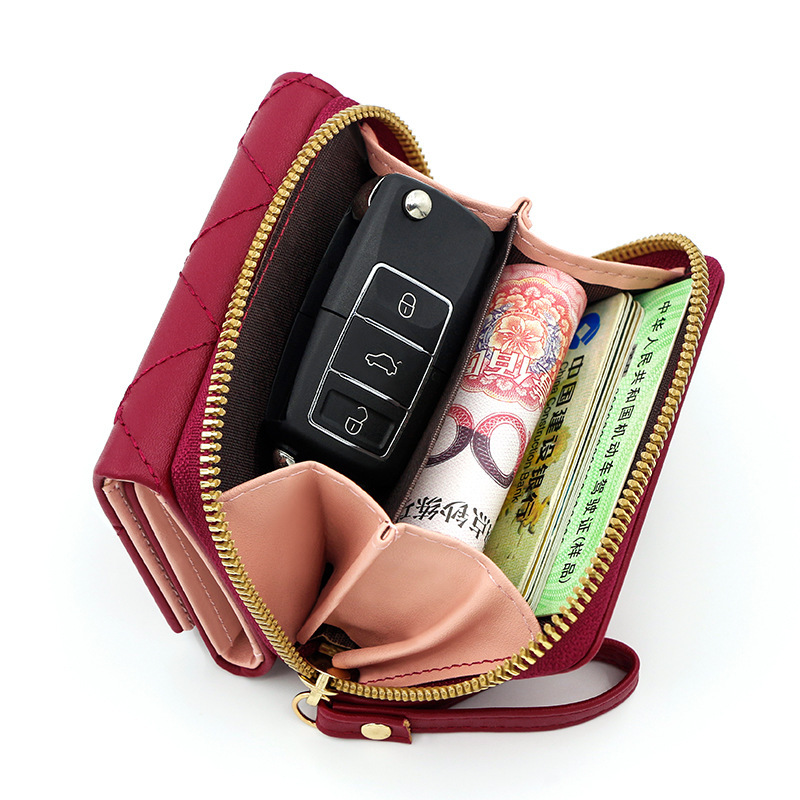 Cute embroidered short fashionable ladies' wallet, embroidered coin purse, women's 30% off bag, multi-slot large capacity bag details Picture