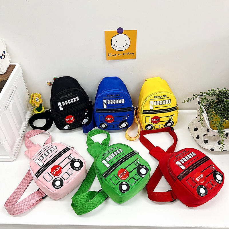 Summer new children's bags, Korean style cute car print girls' chest bag, fashionable and trendy children's coin purse wholesale full figure
