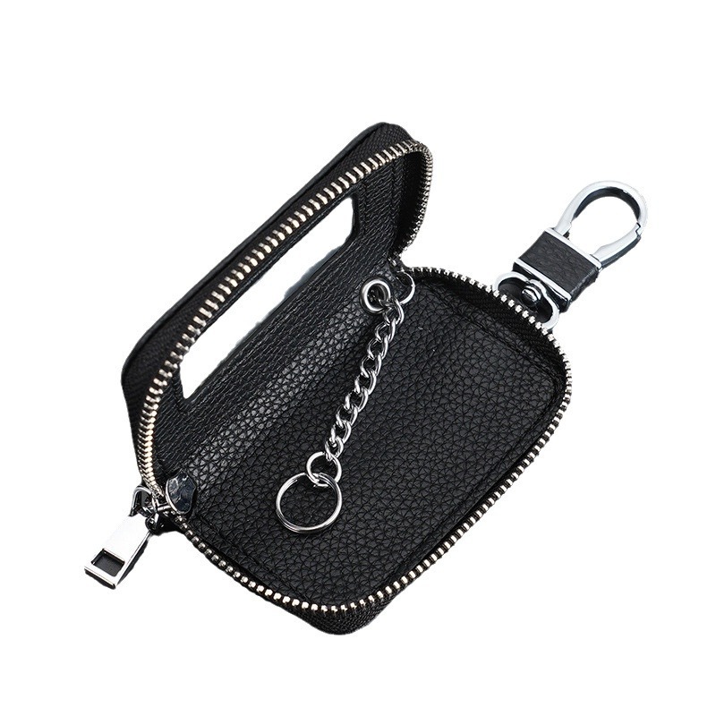 The key case is made of genuine soft leather and features a multi-functional waist-hung car key case. It is a popular keychain and remote control key case for men Item Picture