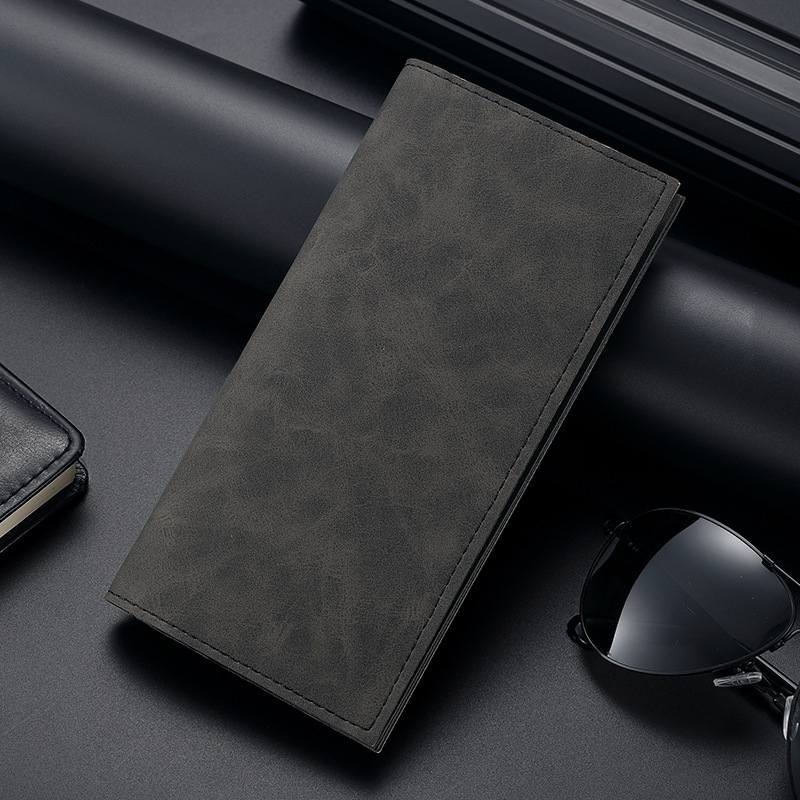 Solid color men's wallet for foreign trade, long two-fold wallet, multi-functional multi-slot folding ID card case, bank card case, PU Application Scenario