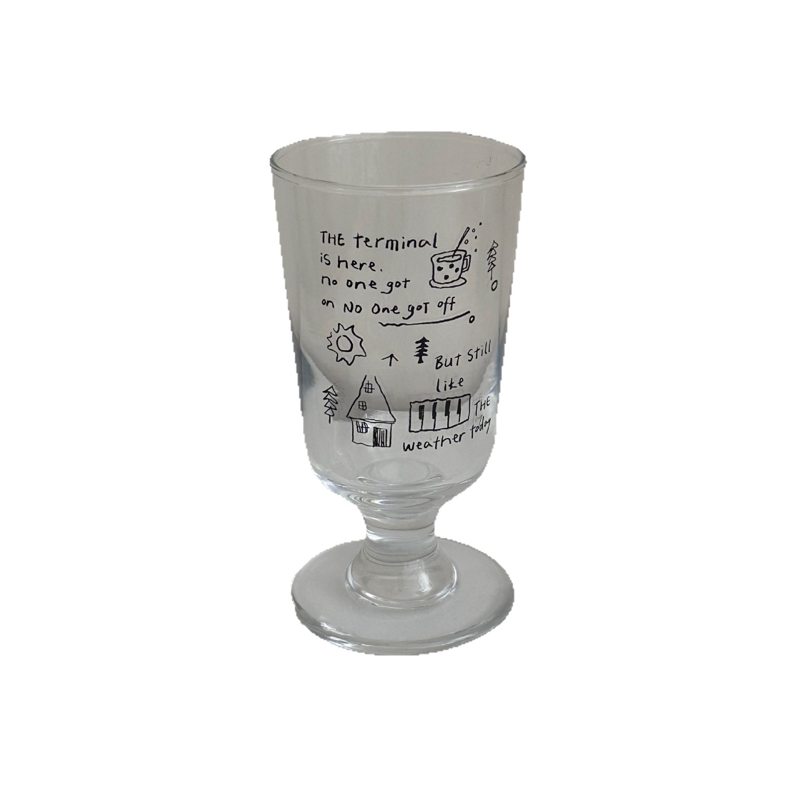Homemade simple line graffiti, niche high-legged American coffee cup and glass cup, high appearance level, breakfast milk and juice cup Item Picture