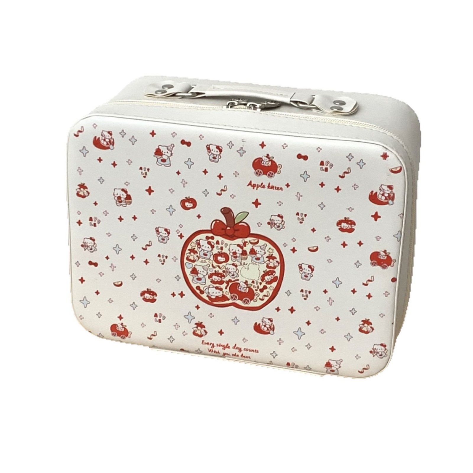 Cartoon Apple makeup bag, original women's makeup box, high appearance level, large-capacity skin care product storage, portable makeup box Item Picture
