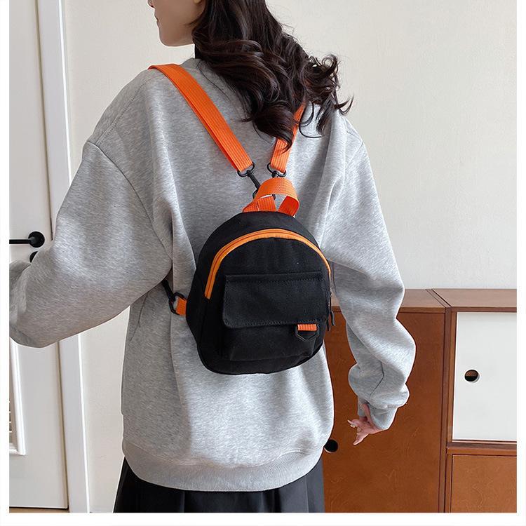 Korean-style casual, simple and retro solid-color Japanese-style canvas backpacks for women, student schoolbags, and a trend of women's commuting small backpacks undefined