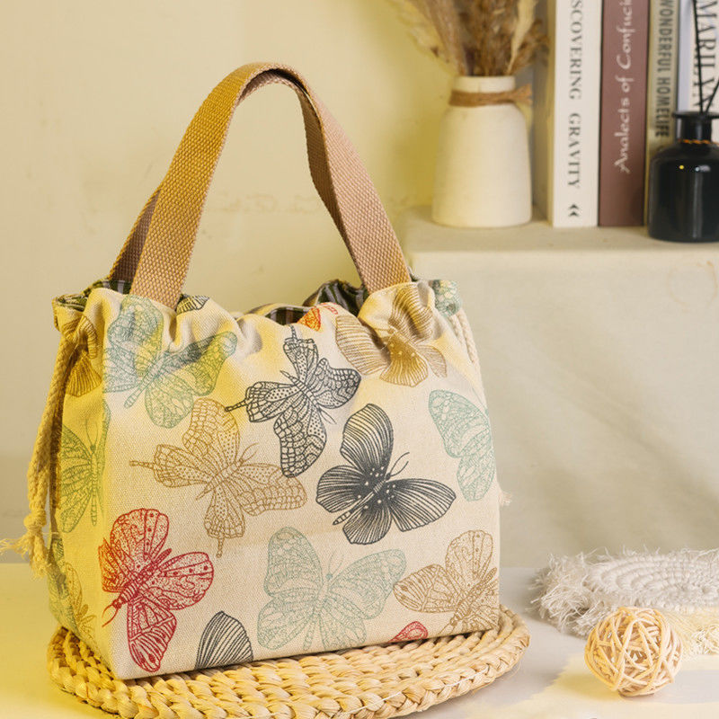 Japanese-style printed handbag, office lunch bag, cute cartoon canvas tote bag, mommy's small bag to carry out by hand Specification drawing