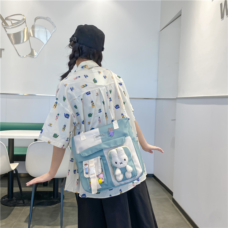A fresh and elegant high school student bag for girls, Korean version of Harajuku ulzzang, a forest-style checkered bag for junior high school students and primary school students full figure