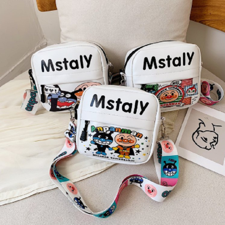 Cartoon bag, women's Instagram fashionable casual crossbody bag, student and children's square bag, niche and cute pu women's canvas bag full figure