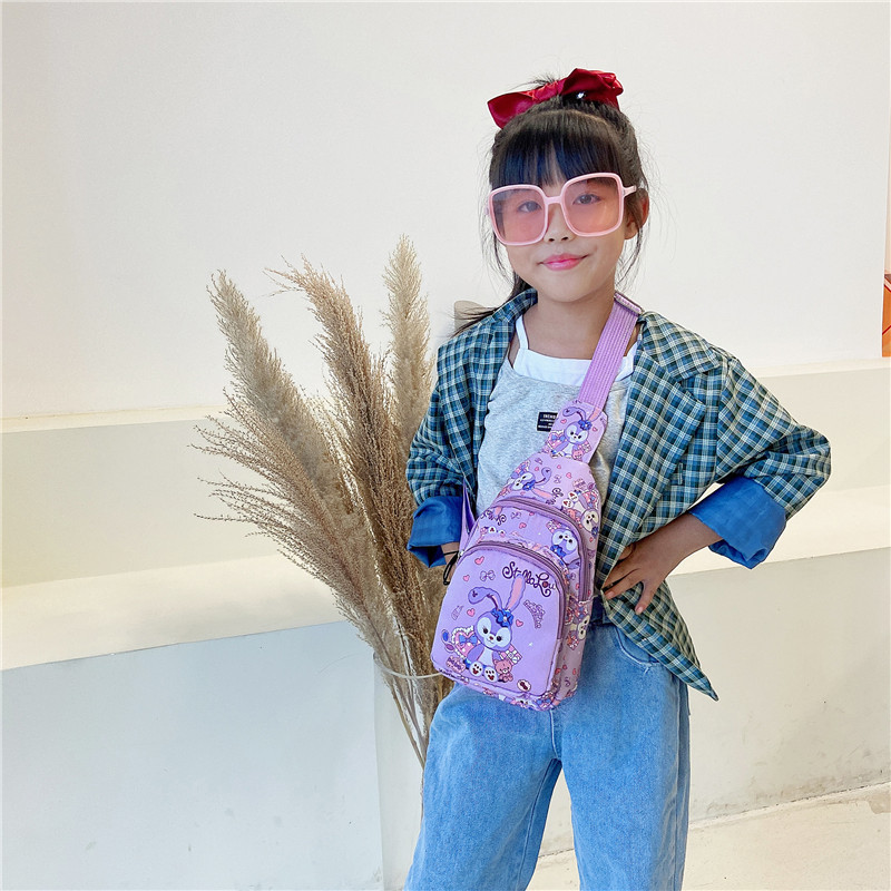 2021 New children's coin purse, popular cartoon Star Delu nylon backpack, Korean version chest bag, boys' and girls' crossbody bag Specification drawing