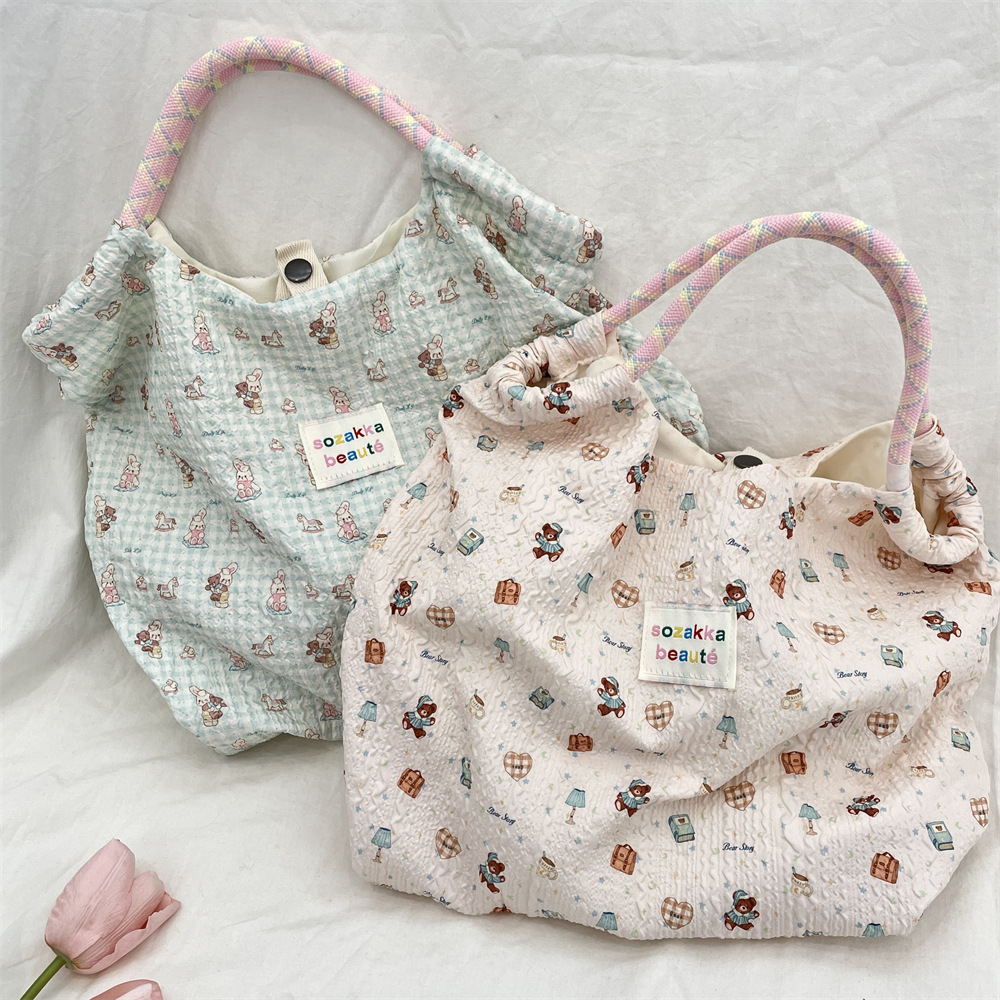 5444 [Copyright Edition] Rope handbag, embossed canvas bag, shopping bag for girls, student girls Specification drawing