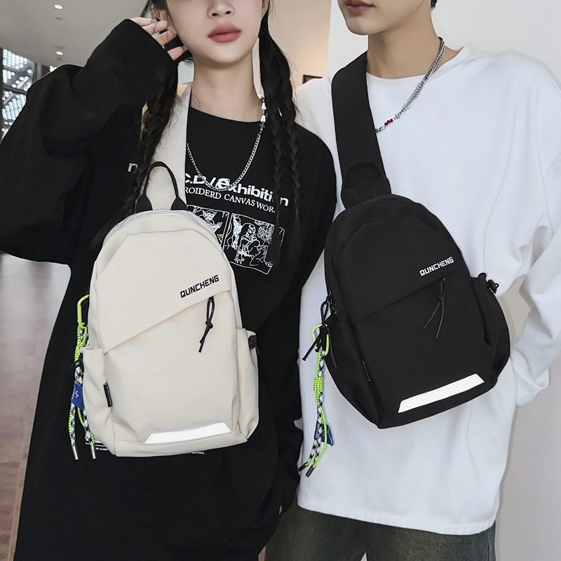Cross-border chest bag, men's crossbody bag, women's adjustable shoulder strap, casual outdoor travel single-shoulder bag, water-resistant and printable bag details Picture