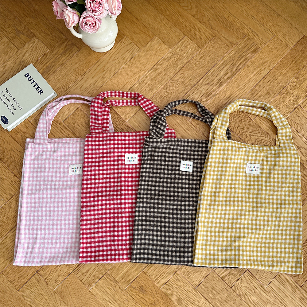 48202 Early Autumn new checkered woolen single-shoulder bag, double-layer shopping bag, retro, casual and versatile commuting underarm bag details Picture