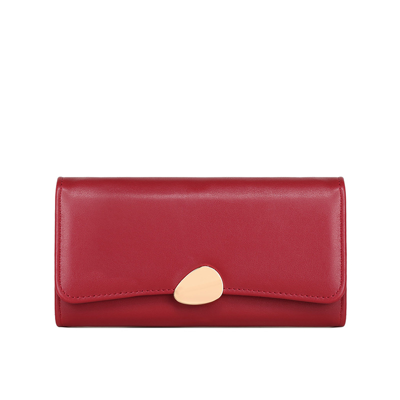 Women's three-fold folding long, simple and elegant hand-held wallet card case integrated, multi-slot buckle, niche design wallet Item Picture