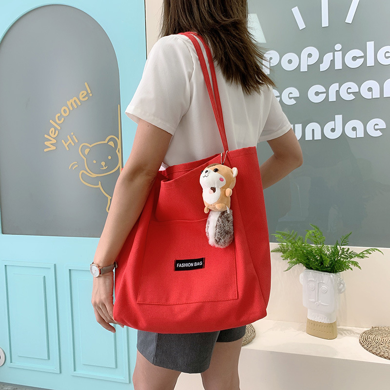 Candy-colored canvas bag, 2021 new ins bag, large-capacity tote bag, simple Korean-style single-shoulder artistic handbag Specification drawing