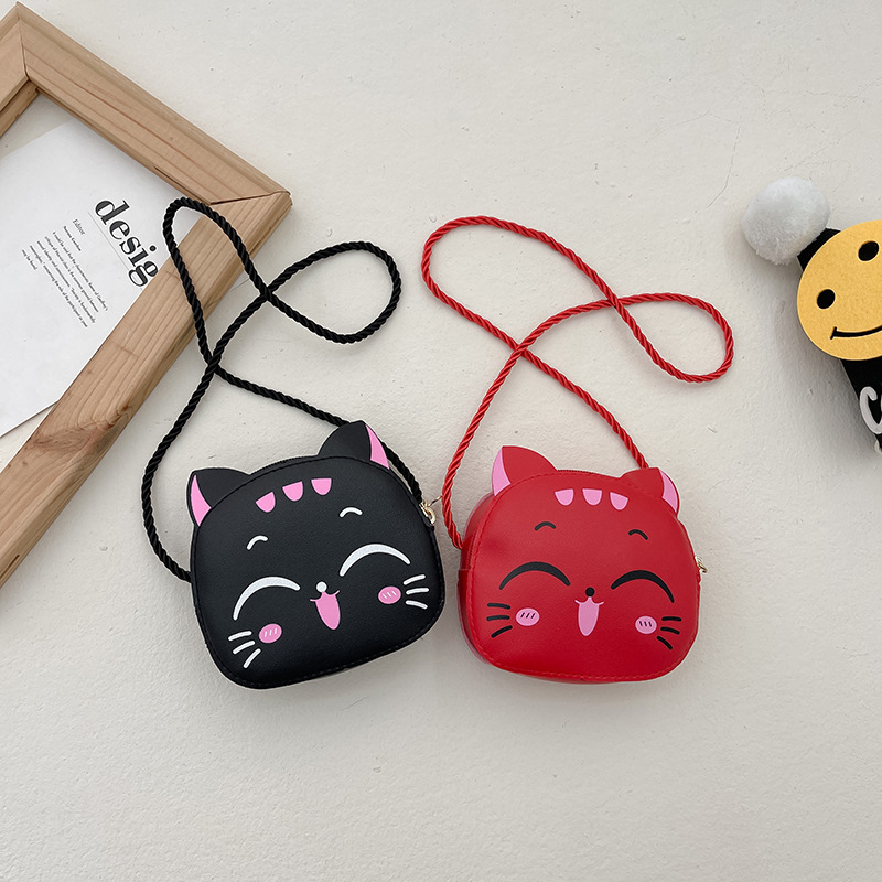 Simple mini princess coin purse 2024 New style cute and fashionable little cat children's crossbody bag cartoon bag for export details Picture
