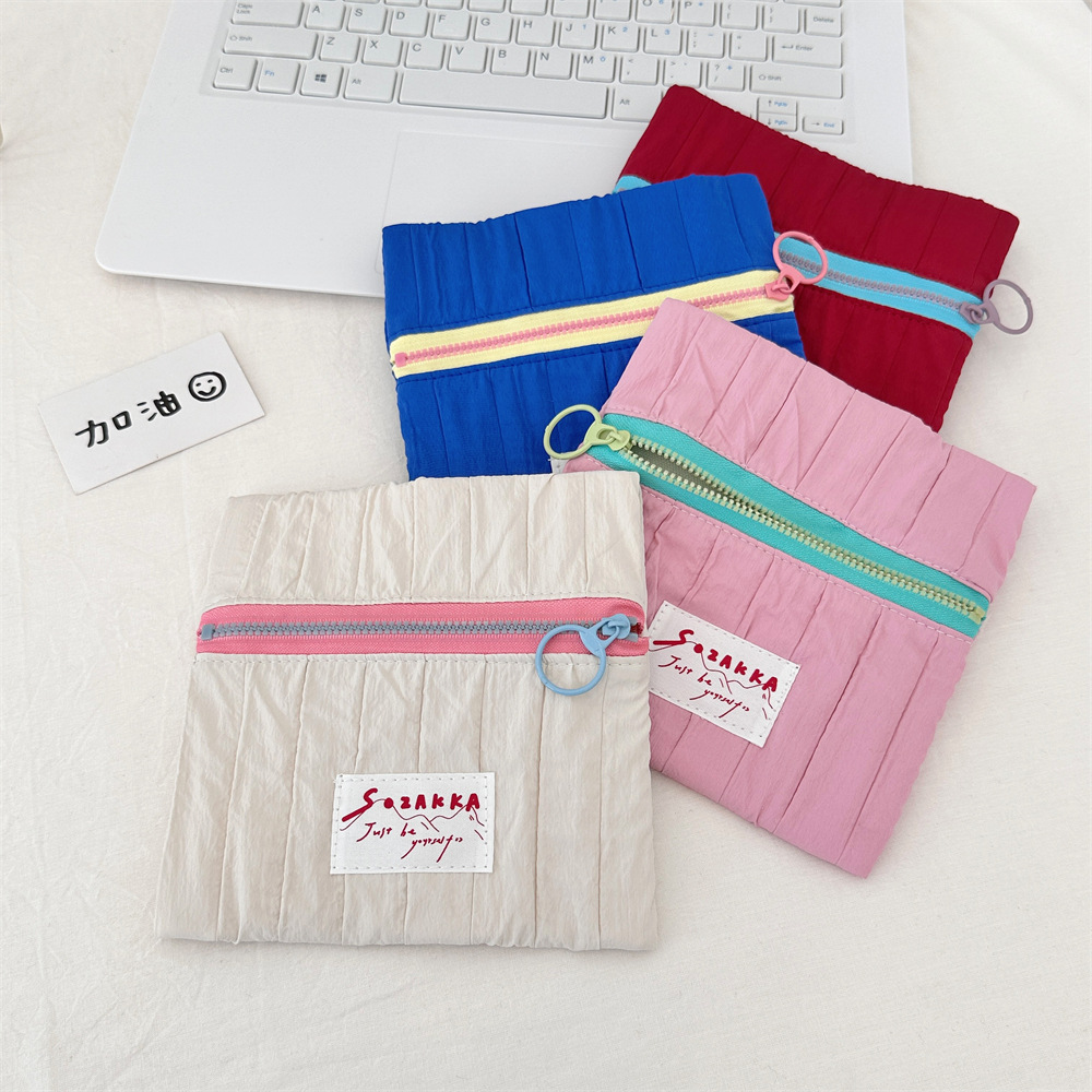 4961 ins color-blocking zipper small cosmetic bag, portable hand-held bag, coin purse, washbasin storage bag Specification drawing