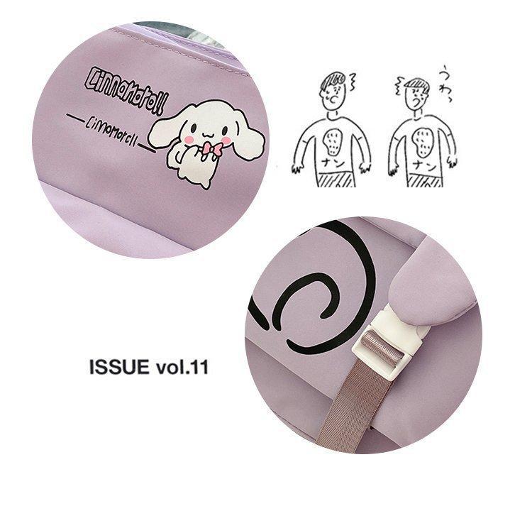 Foreign trade women's bag, large capacity bucket bag, 2024 new style nylon fabric cute cartoon dog shoulder bag, crossbody bag Specification drawing