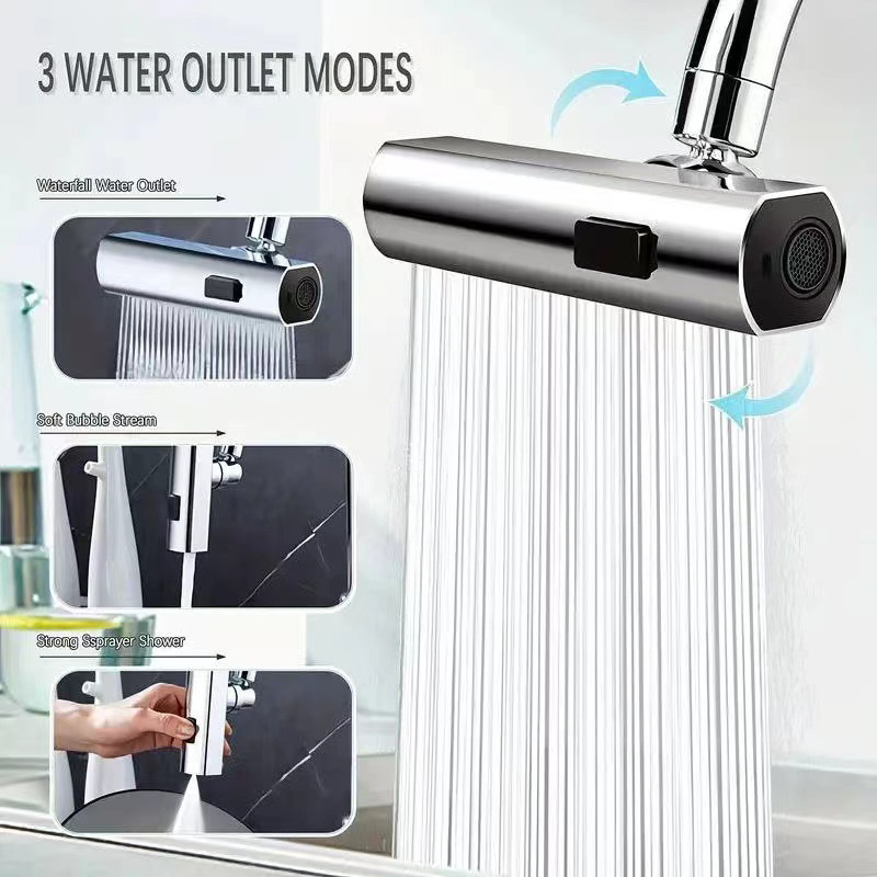Cross-border waterfall faucet pressure-increasing universal rotating anti-base water wonder, household kitchen cold and hot water faucet extension device Application Scenario