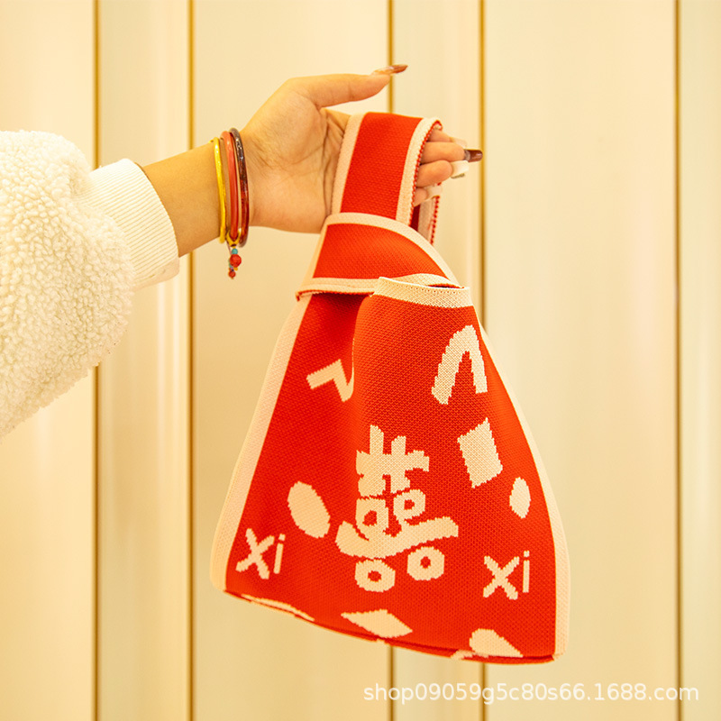 Wedding souvenir bags, fashionable tote bags, large-capacity handbags, bucket bags, Korean-style internet-famous flying woven bags, women's bags Specification drawing