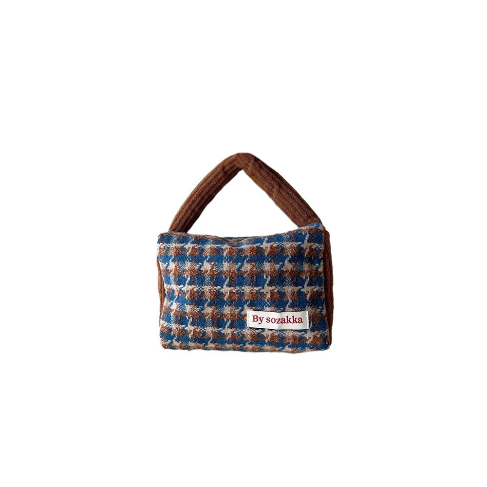 31194 Autumn and Winter new thousand-bird check woolen handbag, new hand-held bag, portable shopping hand-held bag Item Picture