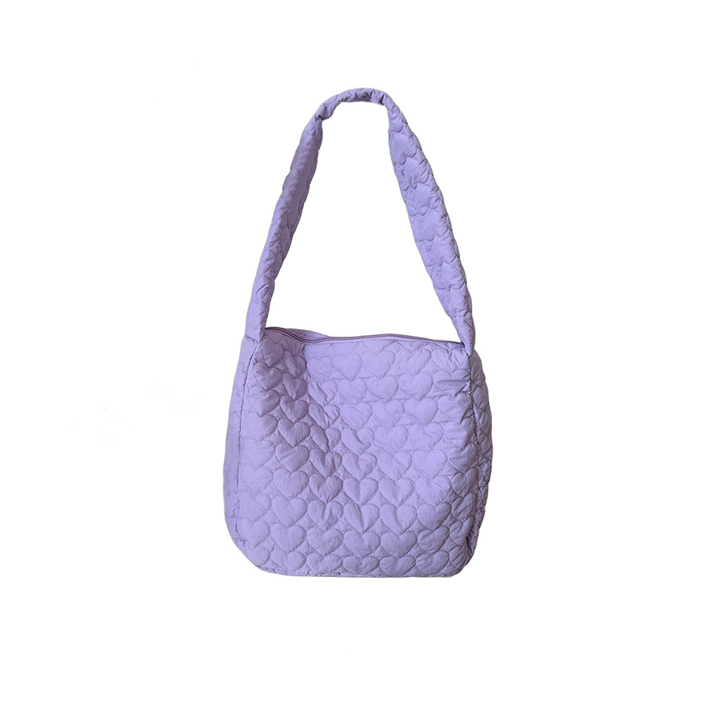 39131 Japanese quilted heart-shaped cotton tote travel bag Crossbody bag for women, large-capacity single-shoulder crossbody canvas bag Item Picture