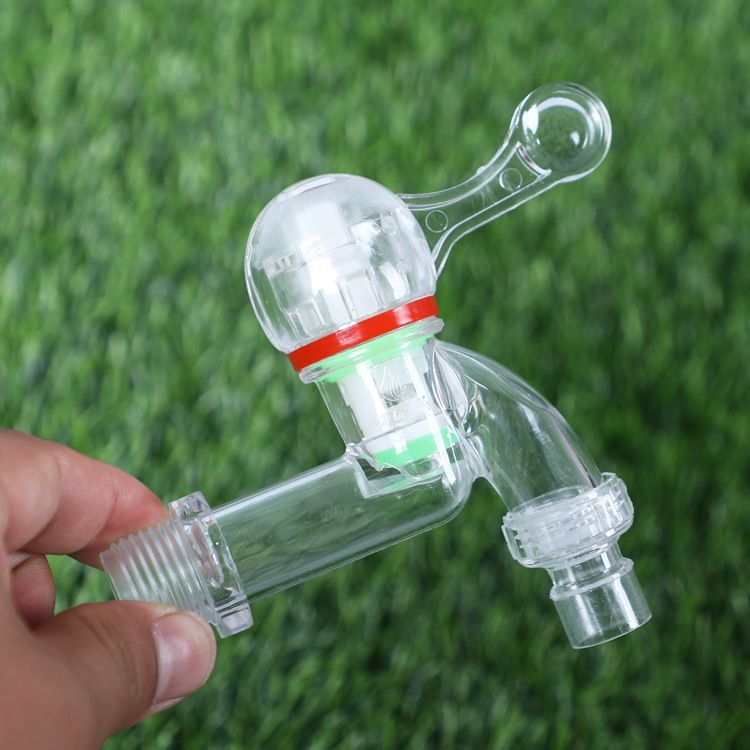Wholesale of new explosion-proof PC transparent plastic faucets for household use, resistant to freezing and dropping, 4-point washing machine faucets Specification drawing