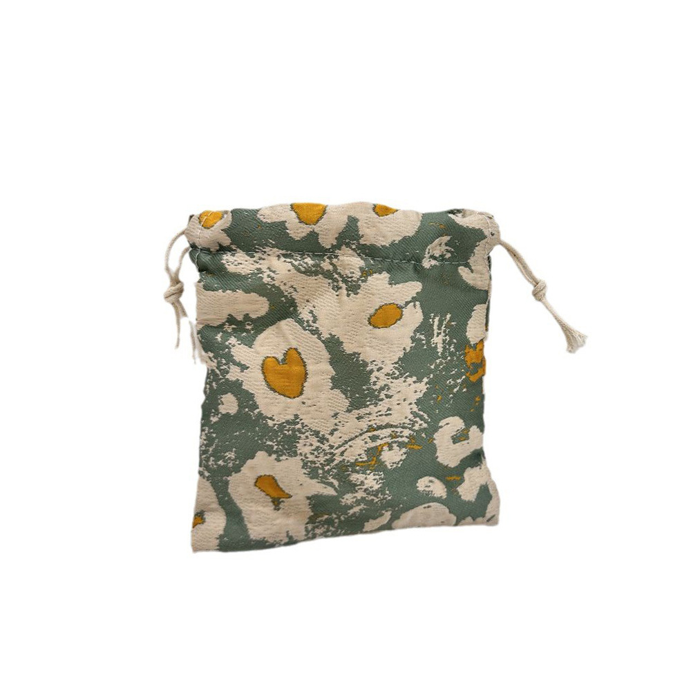 3855 Floral drawstring drawstring opening storage bag, travel sorting and organizing bag, portable makeup bag, mobile phone small cloth bag Item Picture