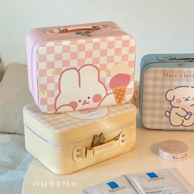 The new cute rabbit makeup case from ins, a portable large-capacity makeup bag with a girlish heart, a storage box and a travel toiletry bag details Picture