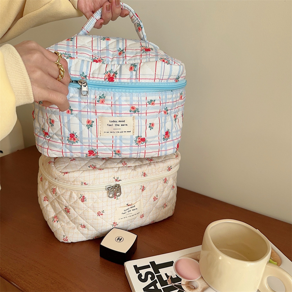 312022 Makeup bag, large-capacity storage bag for water, lotion and cosmetics, portable double-zipper toiletry bag details Picture