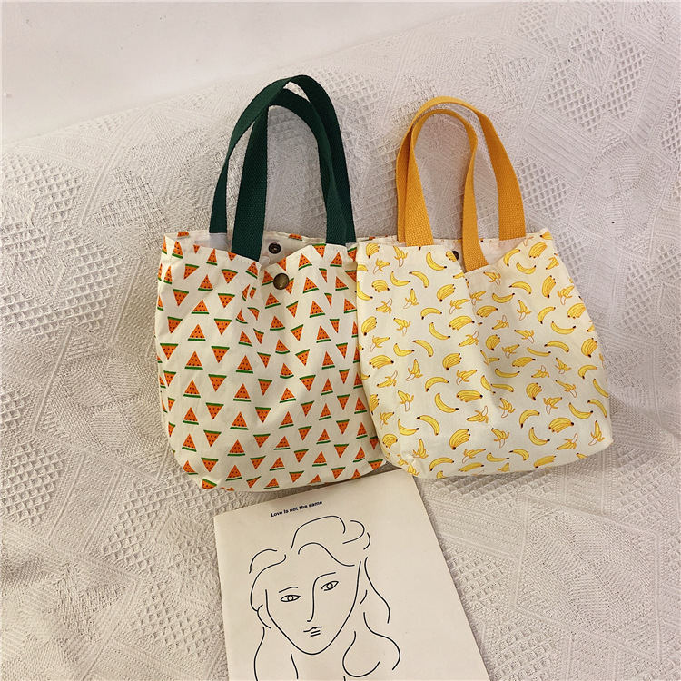 0692 Artistic New Floral Print Handbag Mini Canvas Bag Casual Ladies' hand-held Bag Manufacturer wholesale Item Picture