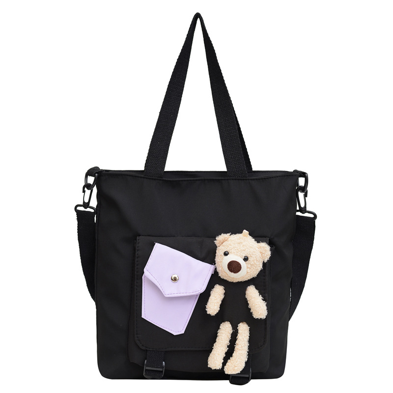 Large-capacity cute tote bag for women, new best-selling bear doll single-shoulder bag, fresh and cute student tutorial bag, cross-border Item Picture
