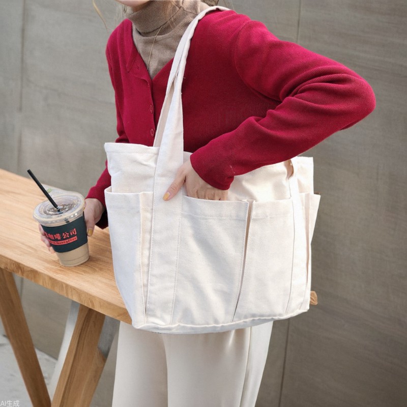 【 In Stock 】91171 Korean version Lazy Sail Fabric Bag, Large Capacity Commuter single-shoulder tote bag, Student hand-carry for girls full figure