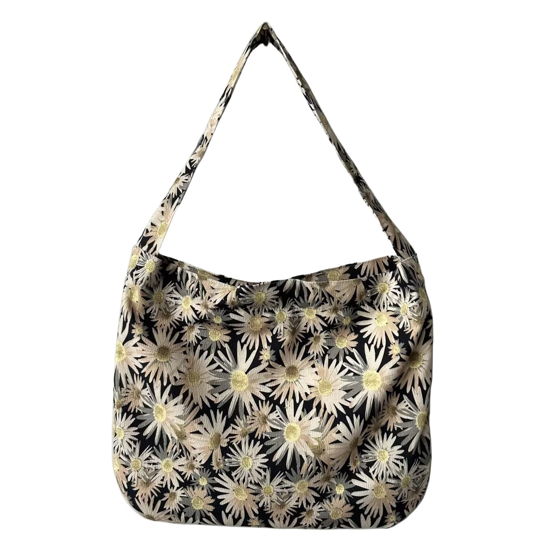 4481 printed Daisy, a double-layered single-shoulder canvas corduroy crossbody bag for women's casual wear Item Picture