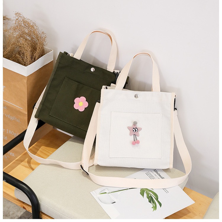 Stylish and simple canvas bag 2024 new Korean version large-capacity handbag, women's single-shoulder crossbody bag, one-piece consignment details Picture