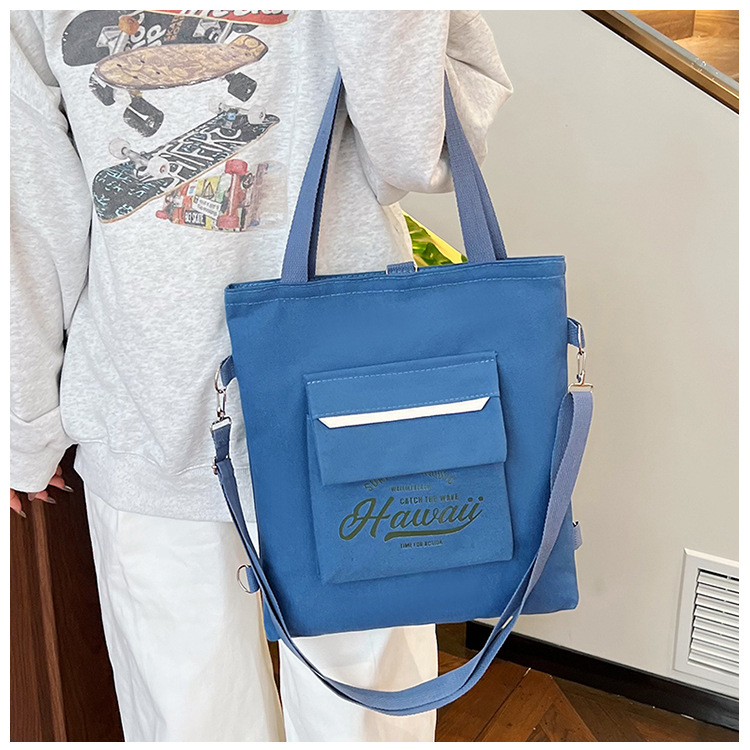 New student canvas bag with a niche design sense, single-shoulder crossbody bag, large capacity, ins versatile handbag wholesale Specification drawing