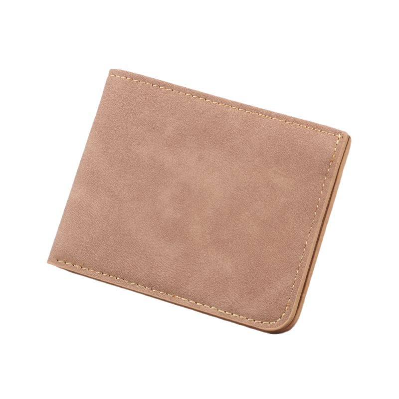Men's simple matte soft leather short ultra-thin wallet with multiple slots, suede trendy brand, foldable one-piece ultra-light and thin Item Picture