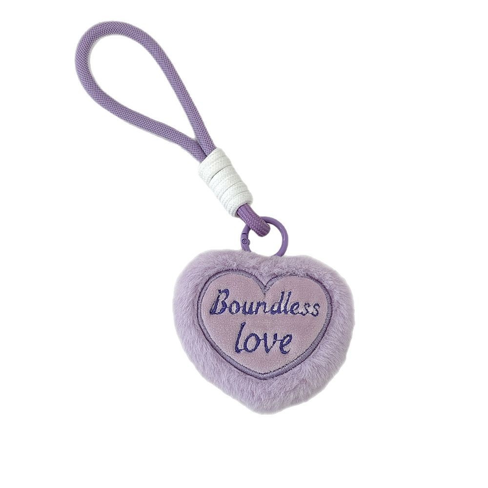 L51141 Plush heart-shaped keychain, student canvas bag hanger, decorative children's backpack hanger, mobile phone lanyard Item Picture